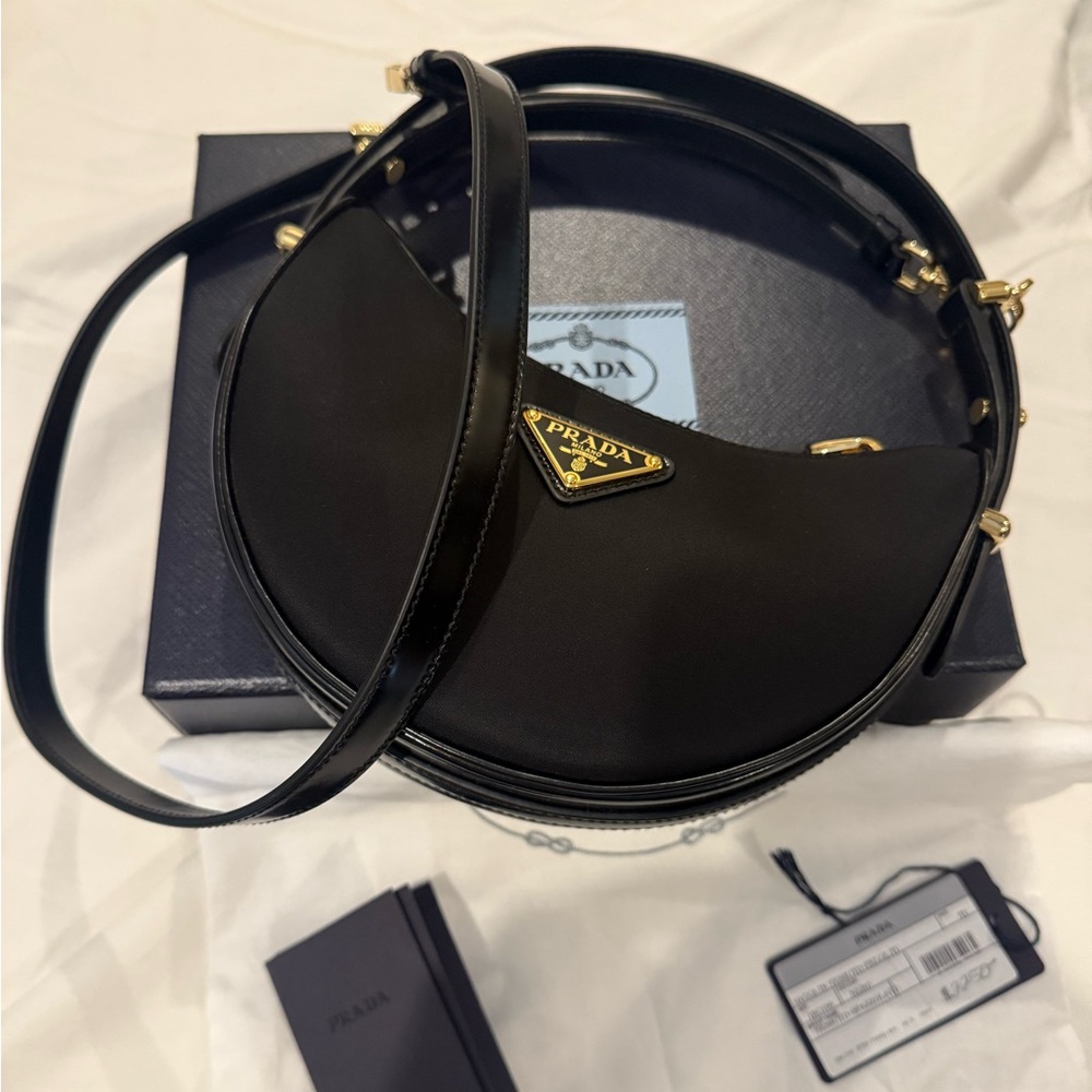 Prada Black Shoulder Bag with Gold Accents